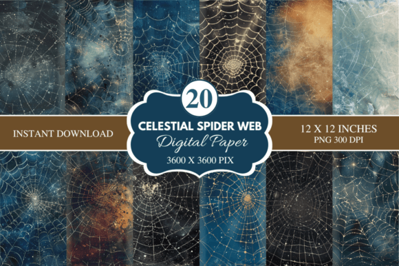 Celestial Spider Web Digital Paper Bundle: A Designer's Cosmic Toolkit