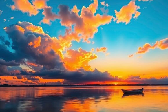 Colorful Sky with Lake Background: A Dynamic Asset for Modern Creators