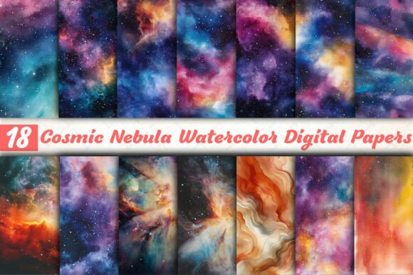 Cosmic Nebula Watercolor Digital Papers: A Universe of Design Potential