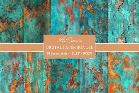 Rustic Grunge Copper Patina Backgrounds