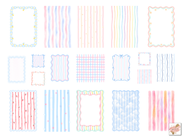 Summer Preppy Frames Striped Backgrounds: Your Design Toolkit
